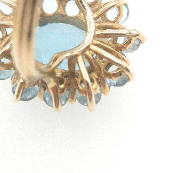 10K Swiss Blue Topaz Ring Size 6 Marked THL Samuel Aaron Bright Blue Estate - Picture 5 of 8